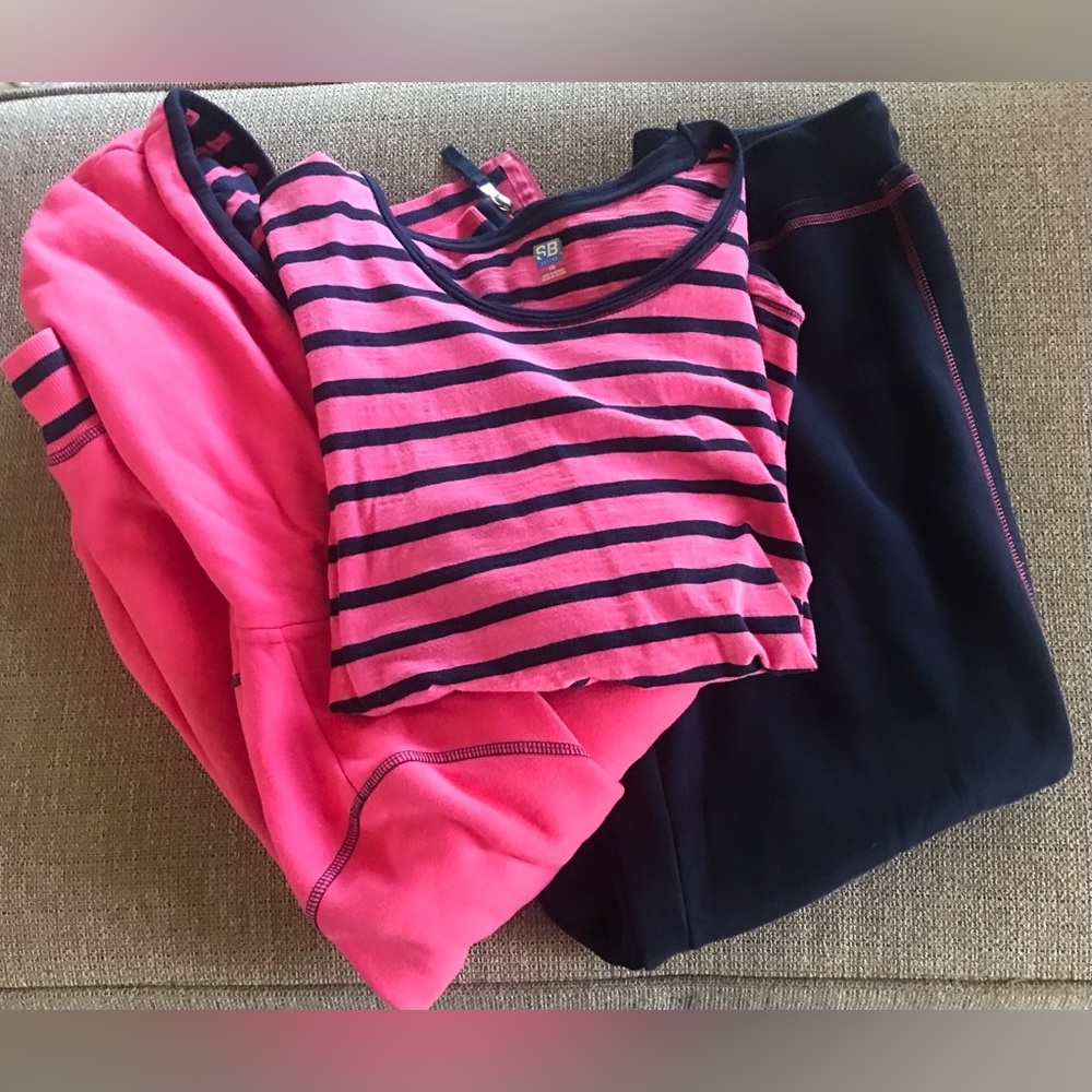 SJB 3 Piece Activewear Pink/Navy Jacket/Top & Pants